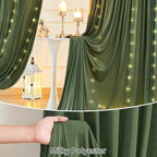 10 x 10ft Olive Green Backdrop Curtains with Lights String in W5' x H10'(2 panels) in Olive Green, alternate view 5