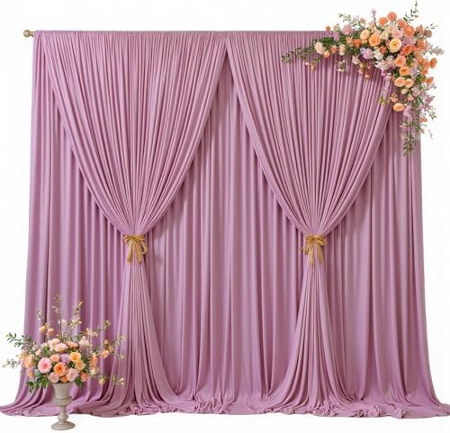 10 x 10ft Rose Pink Backdrop Curtains, Dusty Rose Drapes for Backdrop in 10 ft X 10 ft(2 Panels 5ft X 10ft) in, alternate