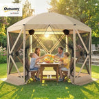 10 x 11 ft Pop Up Gazebo Screen Tent, Instant Camping Canopy Beige in 10 x 11 ft, alternate view 2