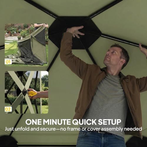 10 x 11 ft Pop Up Gazebo Screen Tent, Instant Camping Canopy Green in 10 x 11 ft, alternate view 4