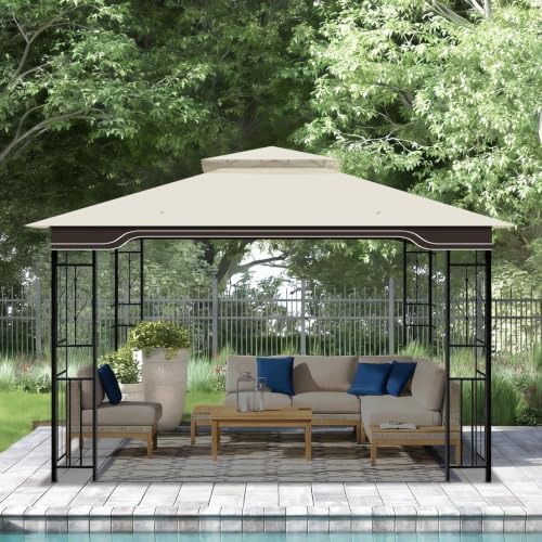 10 x 12 FT Gazebo Replacement Canopy for Regency II L-GZ798PST, Beige in 10 x 12 FT in Beige, alternate view 2
