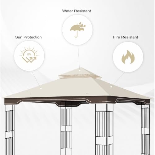 10 x 12 FT Gazebo Replacement Canopy for Regency II L-GZ798PST, Beige in 10 x 12 FT in Beige, alternate view 3