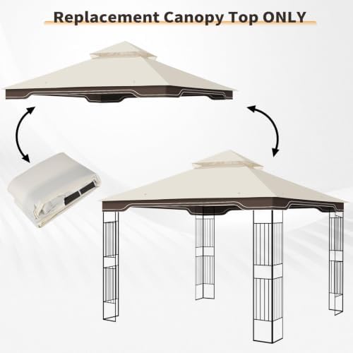 10 x 12 FT Gazebo Replacement Canopy for Regency II L-GZ798PST, Beige in 10 x 12 FT in Beige, alternate view 6