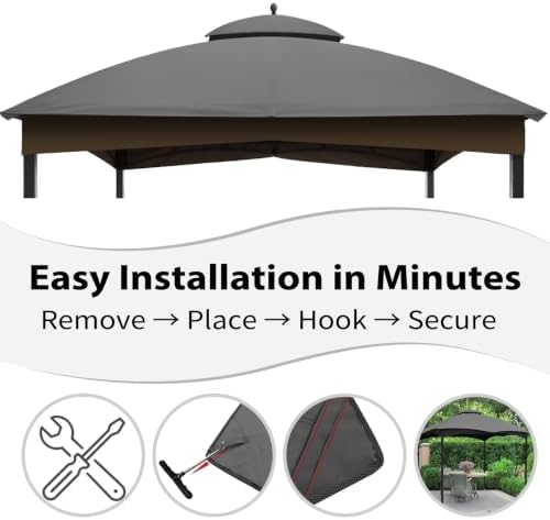 10 x 12 Gazebo Canopy Replacement Top for #GF-12S004B-1, Cover Only, Gray in Gray, alternate view 4