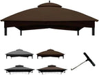 10' x 12' Gazebo Canopy Replacement Top Only, Cover Only, Brown in Brown