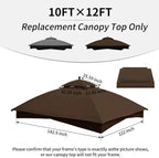 10' x 12' Gazebo Canopy Replacement Top Only, Cover Only, Brown in Brown, alternate view 3