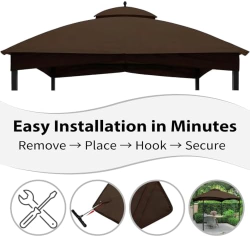 10' x 12' Gazebo Canopy Replacement Top Only, Cover Only, Brown in Brown, alternate view 5