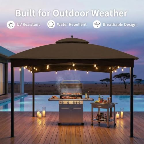10' x 12' Gazebo Canopy Replacement Top Only, Cover Only, Brown in Brown, alternate view 6