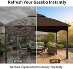 10' x 12' Gazebo Canopy Replacement Top Only, Cover Only, Brown in Brown, alternate view 7