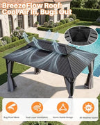 10' x 12' Hardtop Gazebo, Aluminum Frame Outdoor Patio Gazebo with Netting and Curtains, Outdoor Hardtop, alternate view 5