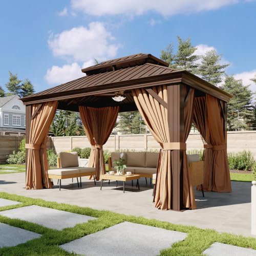 10' X 12' Hardtop Gazebo with Drainage, Aluminum Outdoor Gazebos