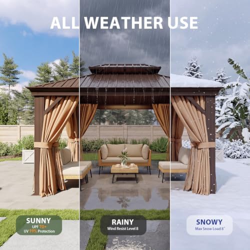 10' X 12' Hardtop Gazebo with Drainage, Aluminum Outdoor Gazebos, alternate view 7