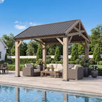 10' x 12' Hardtop Wood Gazebo with Galvanized Steel Gable Roof