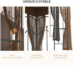 10' x 12' Patio Gazebo with Corner Frame Shelves Brown, alternate view 4