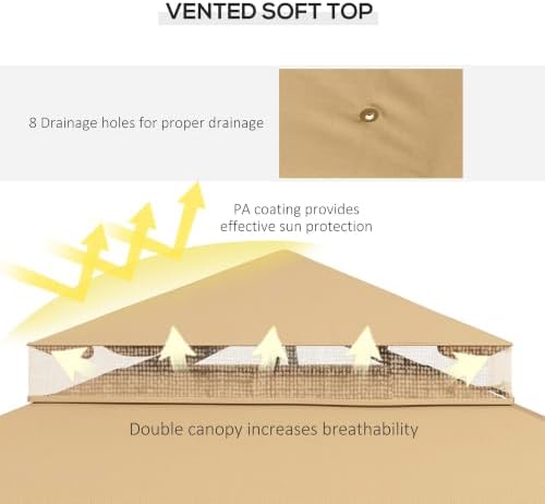 10' x 12' Patio Gazebo with Corner Frame Shelves Brown, alternate view 6