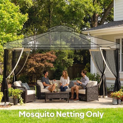 10' x 12' Universal Replacement Mesh Sidewall Netting, Beige in Beige, alternate view 2