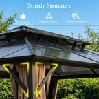 10' X 13' Hardtop Gazebo, Outdoor Polycarbonate Gazebo on Clearance Double Roof Canopy with Breathable Netting &, alternate