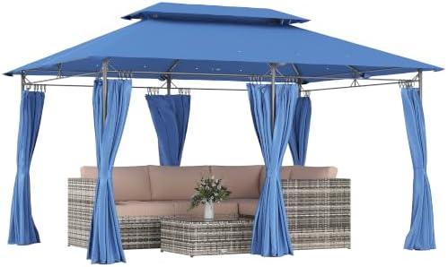 10' x 13' Patio Gazebo Double Roof Outdoor Gazebo Dark Blue