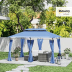 10' x 13' Patio Gazebo Double Roof Outdoor Gazebo Dark Blue, alternate view 2