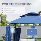 10' x 13' Patio Gazebo Double Roof Outdoor Gazebo Dark Blue, alternate view 4