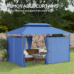 10' x 13' Patio Gazebo Double Roof Outdoor Gazebo Dark Blue, alternate view 6