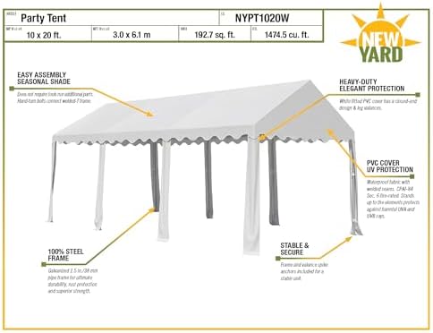 10 x 20 ft Commercial Grade Outdoor Party Tent, White in 10 x 20 ft in White, alternate view 4