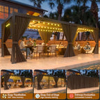 10' x 20' Louvered Pergola with Adjustable Roof & Drainage System, Weatherproof Outdoor Metal Gazebo with, alternate view 2
