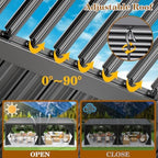 10' x 20' Louvered Pergola with Adjustable Roof & Drainage System, Weatherproof Outdoor Metal Gazebo with, alternate view 3
