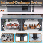 10' x 20' Louvered Pergola with Adjustable Roof & Drainage System, Weatherproof Outdoor Metal Gazebo with, alternate view 4