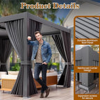 10' x 20' Louvered Pergola with Adjustable Roof & Drainage System, Weatherproof Outdoor Metal Gazebo with, alternate view 5