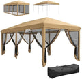 10' x 20' Pop Up Canopy Tent with Netting, Beige in Beige
