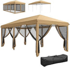 10' x 20' Pop Up Canopy Tent with Netting, Beige in Beige