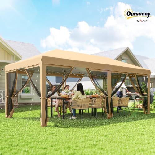 10' x 20' Pop Up Canopy Tent with Netting, Beige in Beige, alternate view 2