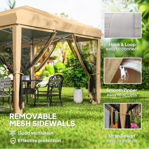 10' x 20' Pop Up Canopy Tent with Netting, Beige in Beige, alternate view 6