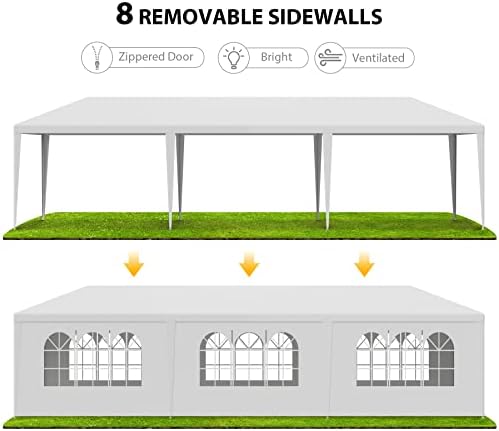 10' x 30' Outdoor Waterproof Gazebo Canopy Tent with Removable Sidewalls and Windows Heavy Duty Tent for Party, alternate
