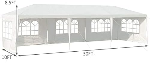 10' x 30' Party Tent, Portable Outdoor Tent with 5 Removable Sidewalls, and Connection Stakes, Ropes, Suitable, alternate