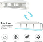 10' x 30' Party Tent, Portable Outdoor Tent with 5 Removable Sidewalls, and Connection Stakes, Ropes, Suitable, alternate