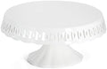 10" x 5.1" White Round Ceramic Cake Stand, Elegant Lace Cake Platter, Dessert Candy Fruit Cupcake Pie Stand, for
