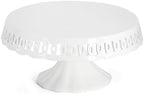 10" x 5.1" White Round Ceramic Cake Stand, Elegant Lace Cake Platter, Dessert Candy Fruit Cupcake Pie Stand, for
