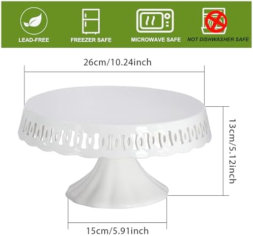 10" x 5.1" White Round Ceramic Cake Stand, Elegant Lace Cake Platter, Dessert Candy Fruit Cupcake Pie Stand, for, alternate