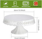 10" x 5.1" White Round Ceramic Cake Stand, Elegant Lace Cake Platter, Dessert Candy Fruit Cupcake Pie Stand, for, alternate