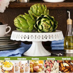 10" x 5.1" White Round Ceramic Cake Stand, Elegant Lace Cake Platter, Dessert Candy Fruit Cupcake Pie Stand, for, alternate