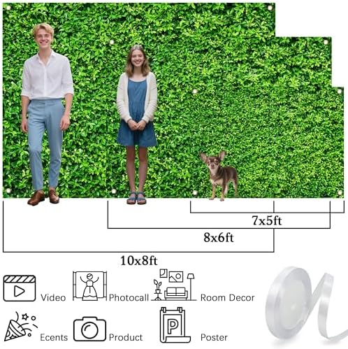 10 x 6 ft Green Leaf Wall Background Large Green Grass Wall Backdrop Birthday Banner for Woman Men Birthday, alternate view 7