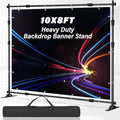 10 x 8 FT Banner Stand Kit, Adjustable Backdrop Stand for Parties, Heavy-Duty Photography Step and Repeat Stand