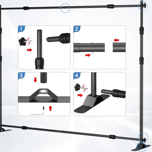 10 x 8 FT Banner Stand Kit, Adjustable Backdrop Stand for Parties, Heavy-Duty Photography Step and Repeat Stand, alternate