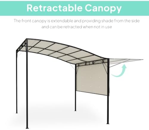 10' x 8' Outdoor Pergola and Patio Gazebo Cream White, alternate view 4