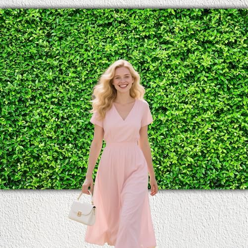 10 x 8ft Green Leaf Wall Background Large Green Grass Wall Backdrop Birthday Banner for Woman Men Birthday Party, alternate