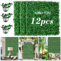 10"x10" 12Pcs Artificial Grass Wall UV-Anti Boxwood for Outdoor