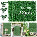 10"x10" 12Pcs Artificial Grass Wall UV-Anti Boxwood for Outdoor
