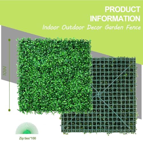 10"x10" 12Pcs Artificial Grass Wall UV-Anti Boxwood for Outdoor, alternate view 4